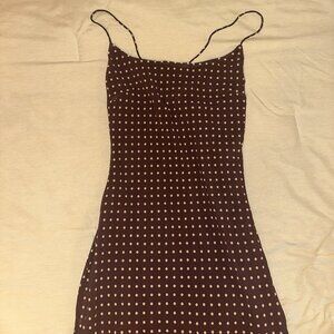 White Fox Lost Stars Maxi Dress Chocolate Polka Dot